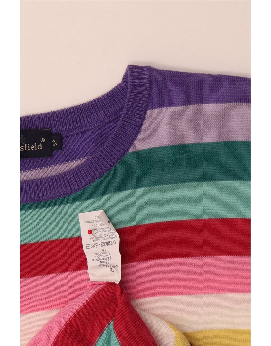 Suéter masculino Brooksfield com gola redonda IT 52 grande listrado multicolorido