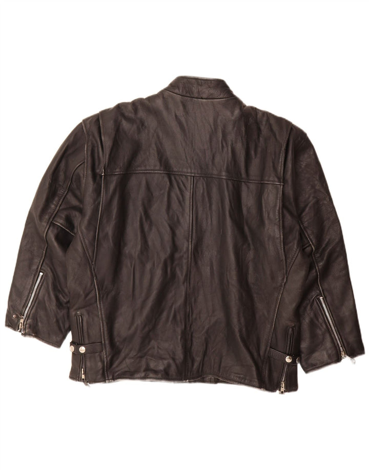 Jaqueta de couro masculina vintage UK 44 2XL couro preto