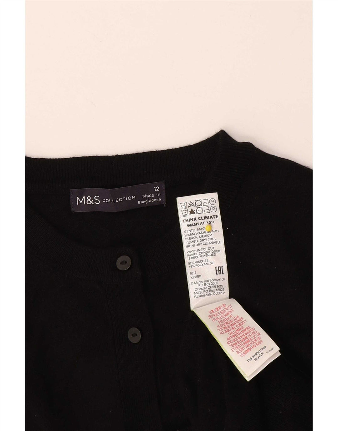 Suéter cardigã feminino Marks & Spencer Reino Unido 12 viscose preta média