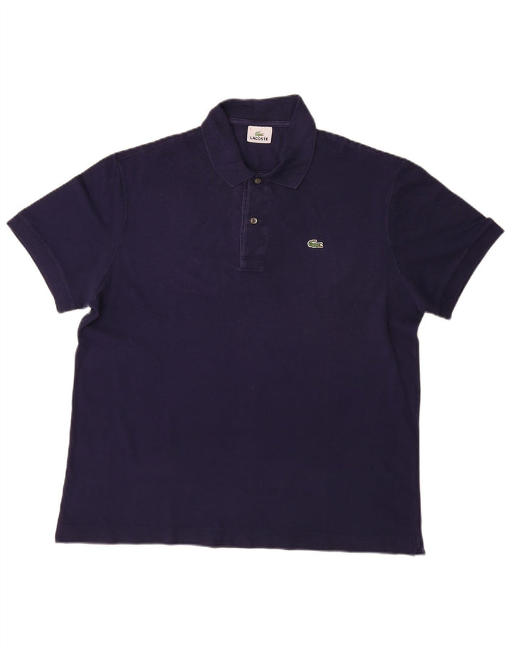 Camisa polo masculina Lacoste tamanho 6 XL azul marinho algodão