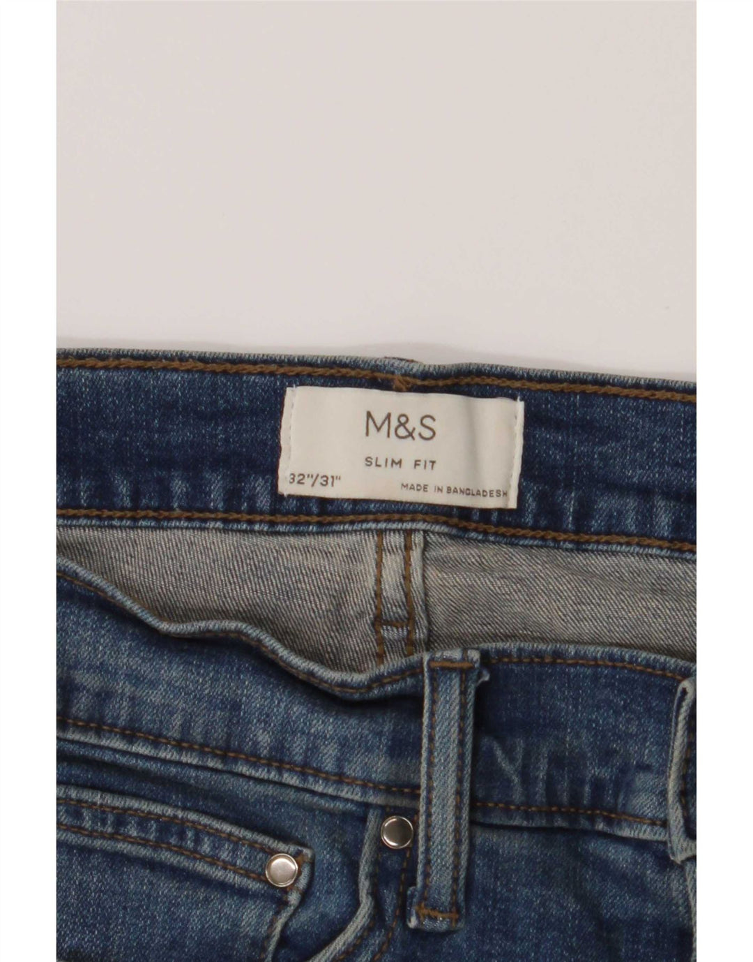 Marks & Spencer Mens Slim Jeans W32 L31 Azul Algodão