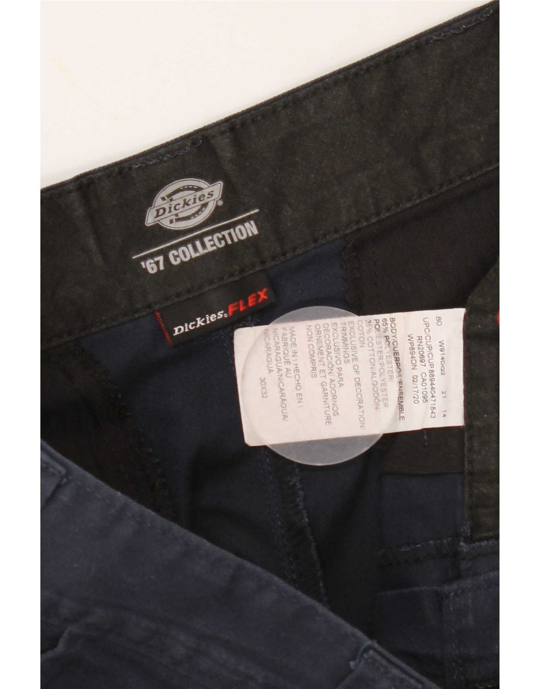 Calças Chino retas masculinas Dickies W30 L32 poliéster azul marinho