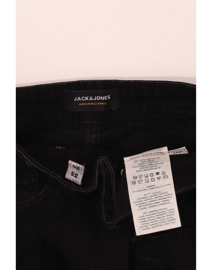 Jack & Jones Masculino GLENN Slim Jeans W33 L34 Algodão Preto