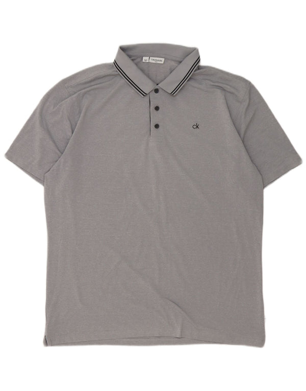 Camisa polo masculina Calvin Klein XL poliéster listrado cinza
