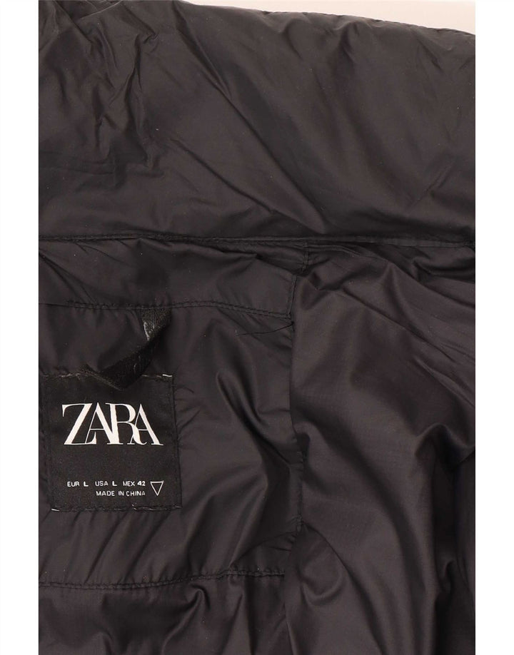 Jaqueta acolchoada masculina Zara UK 40 grande poliamida preta