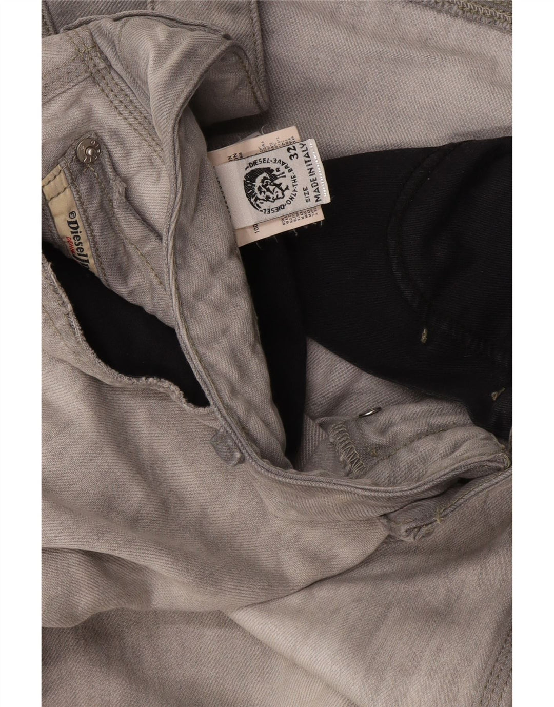 Jeans retos masculinos Diesel W32 L34 algodão cinza