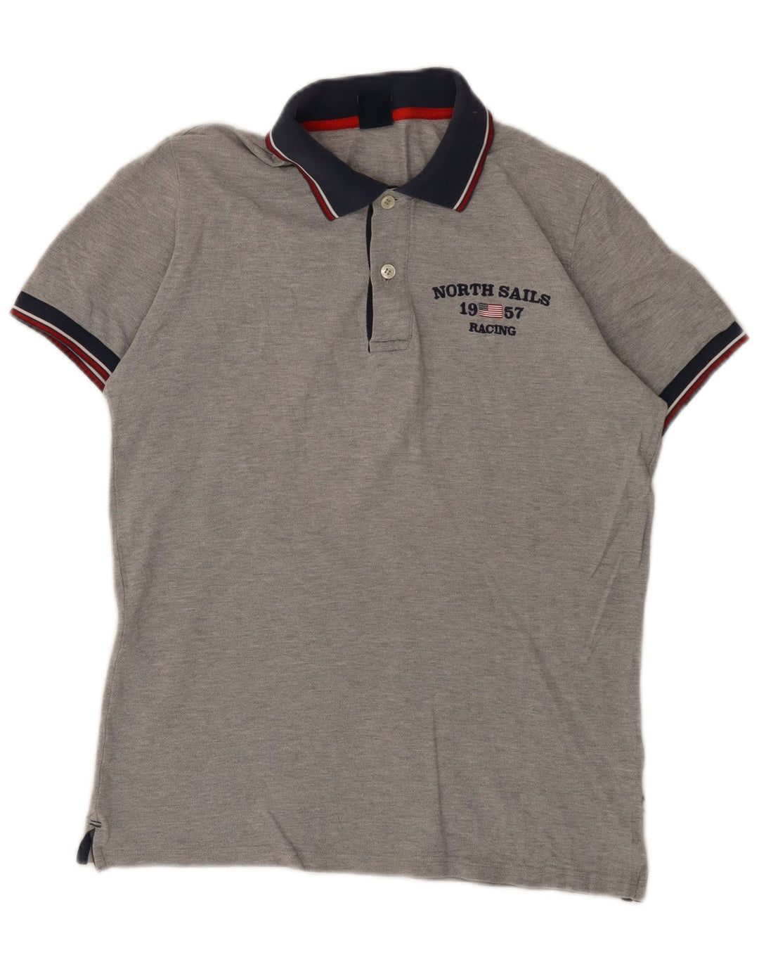 Camisa polo masculina North Sails gráfica pequena cinza manchada