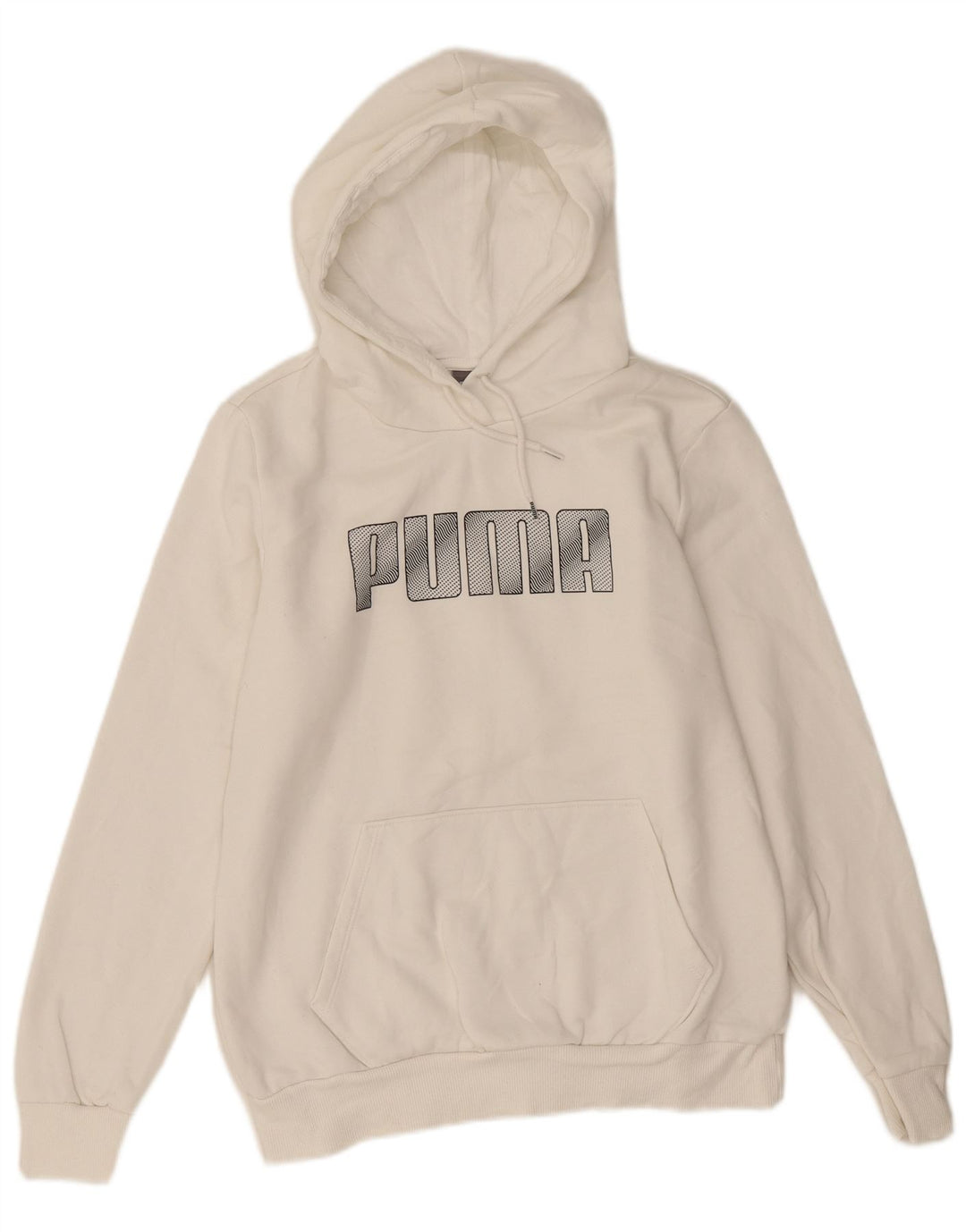 Puma feminino gráfico moletom com capuz UK14 médio algodão branco