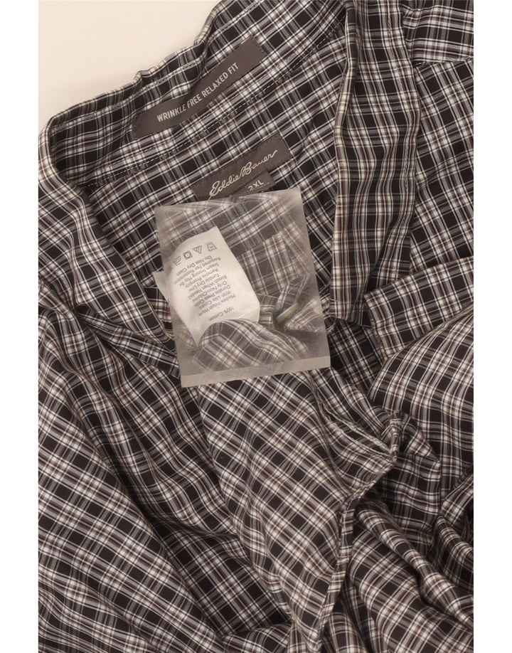 Eddie Bauer Camisa masculina de ajuste relaxado 2XL algodão xadrez preto