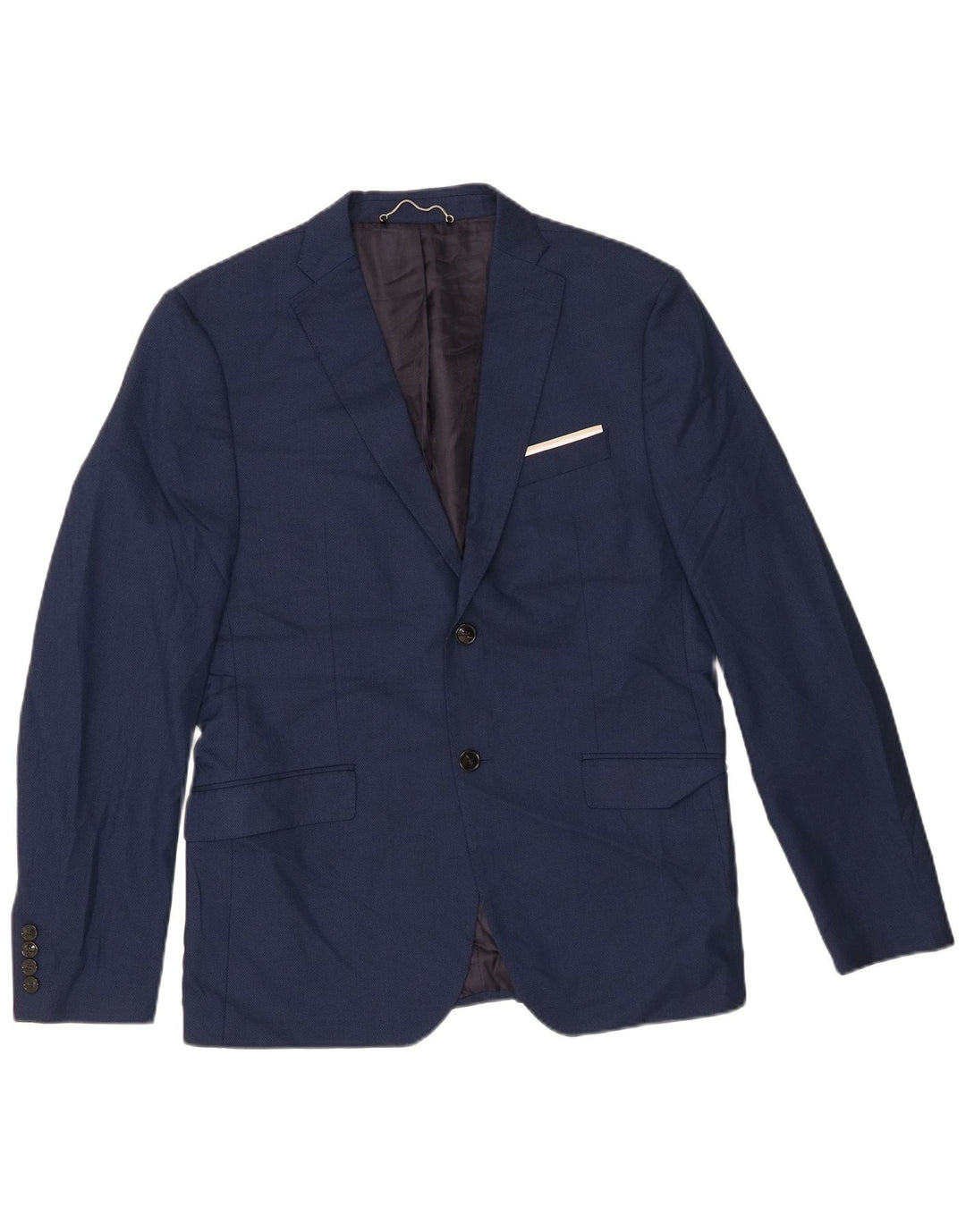 Jaqueta blazer masculina Zara com 2 botões UE 52 grande azul marinho poliéster