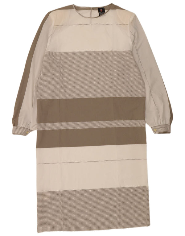 Vestido feminino Fiorella Rubino de manga comprida com listras cinza grande UK 16