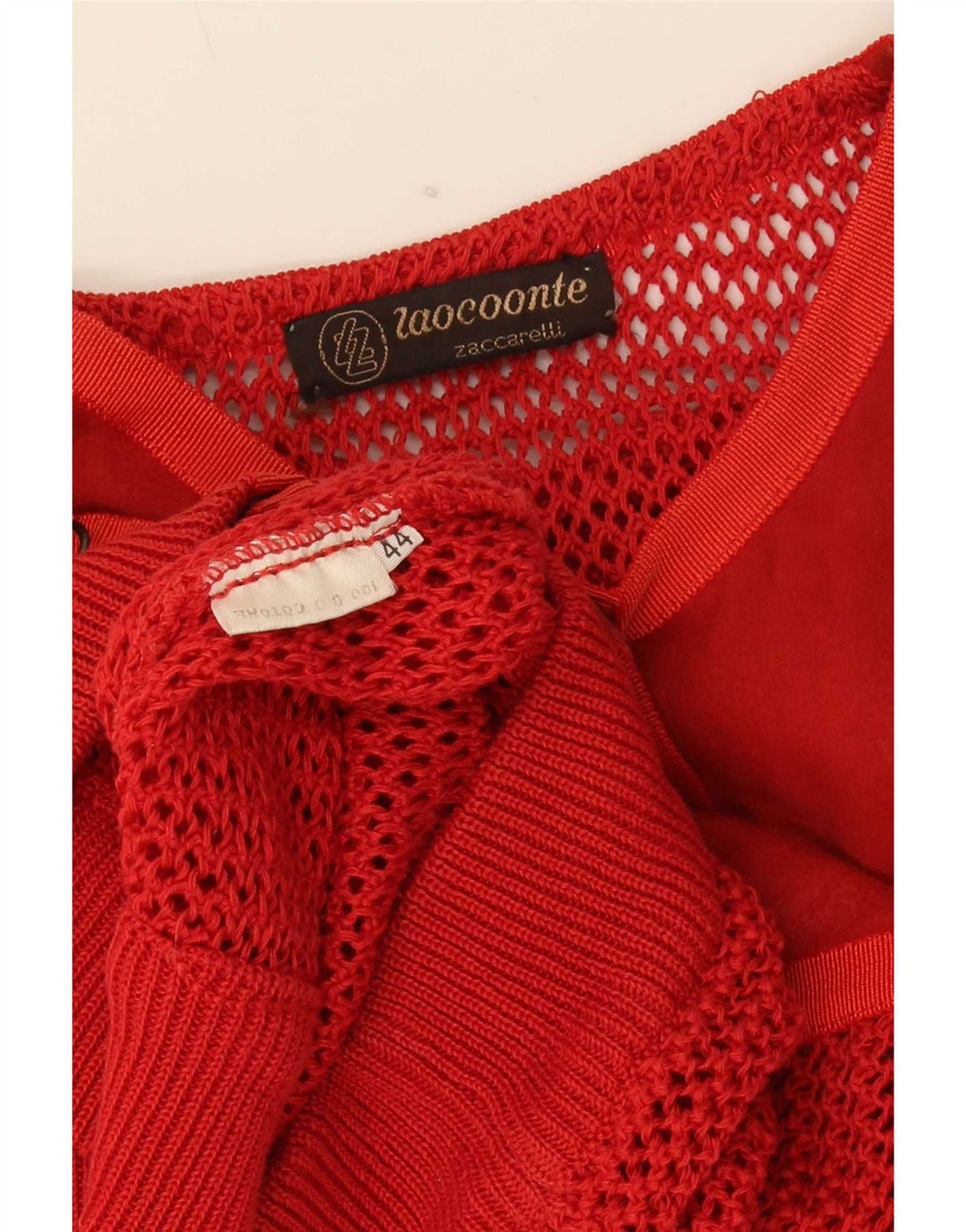 Suéter cardigã feminino vintage transparente IT 44 vermelho médio