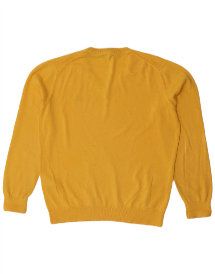 Suéter masculino Gant com decote em V de algodão amarelo médio