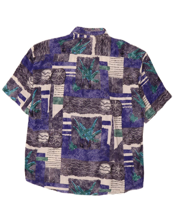 Camisa masculina Conte Massimo com estampa abstrata de manga curta tamanho 43/44 XL azul