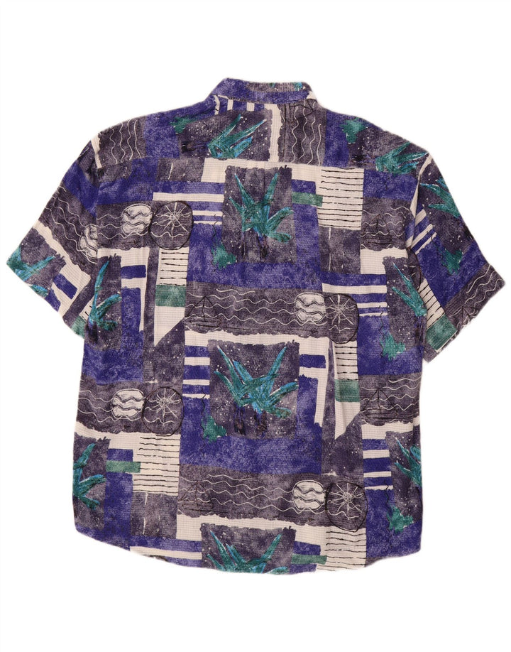 Camisa masculina Conte Massimo com estampa abstrata de manga curta tamanho 43/44 XL azul