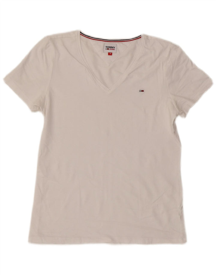 Camiseta Tommy Hilfiger Mulher Top UK 12 Médio Branco