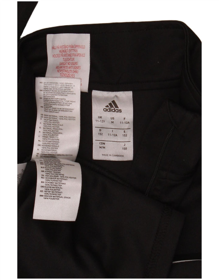 Adidas Menino Climalite Zip Neck Top Manga Comprida 11-12 Anos Preto Poliéster
