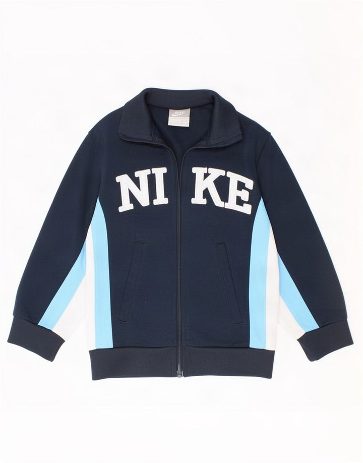Jaqueta Nike Boys Tracksuit Top 4-5 anos pequeno azul marinho colorblock