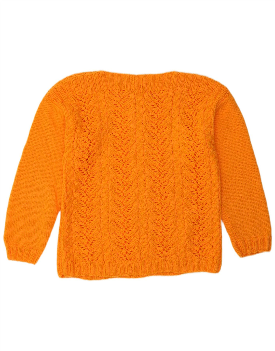 Suéter feminino VINTAGE com gola canoa Reino Unido 12 médio laranja