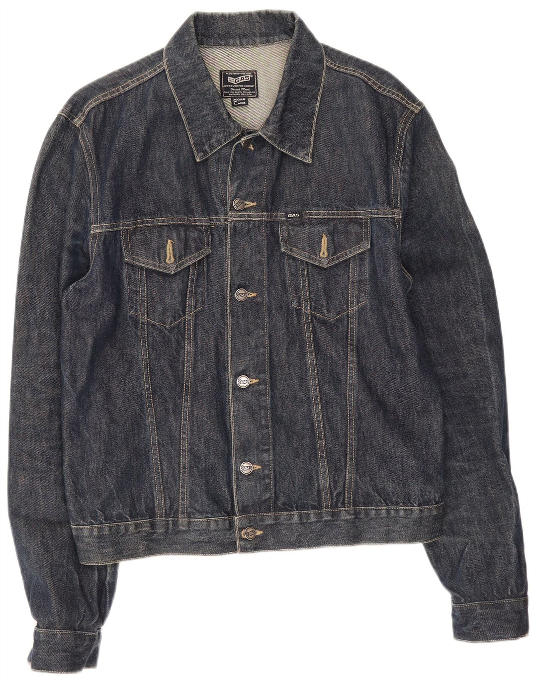 Jaqueta jeans masculina Gas UK 44 2XL algodão azul marinho