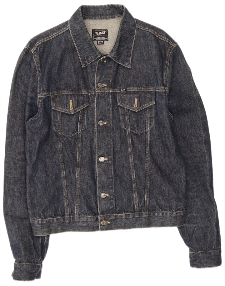 Jaqueta jeans masculina Gas UK 44 2XL algodão azul marinho