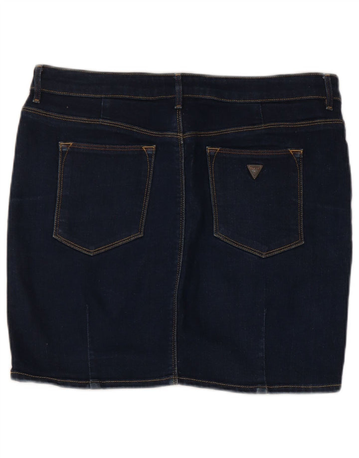Mini saia jeans feminina Guess W29 algodão azul médio