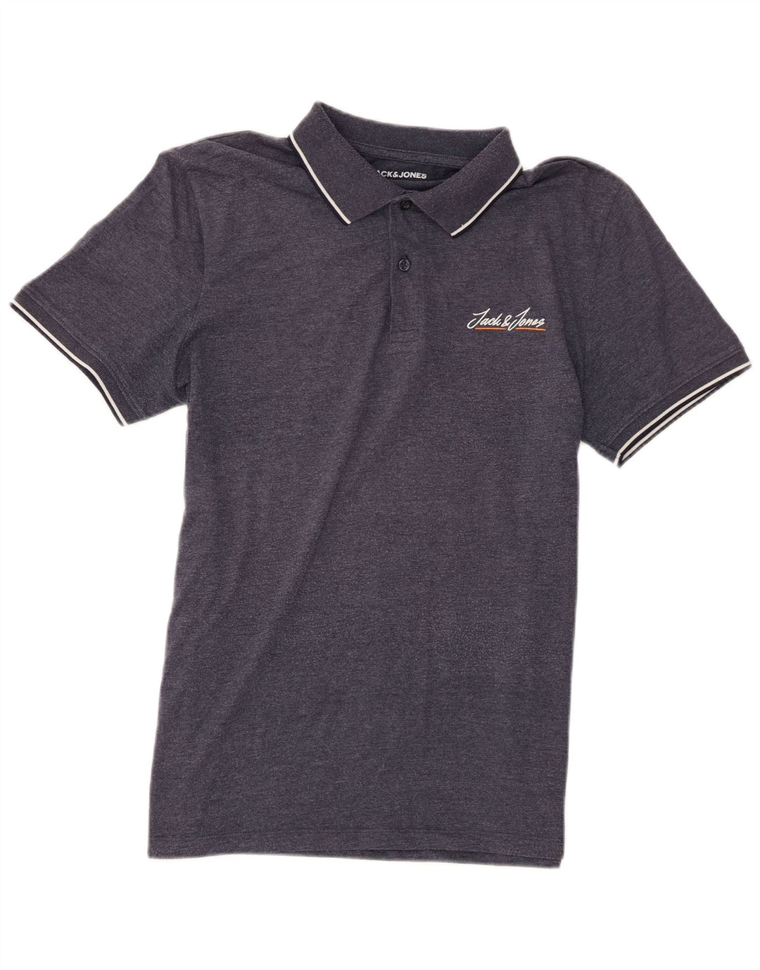 Camisa polo masculina Jack & Jones médio algodão manchado azul marinho