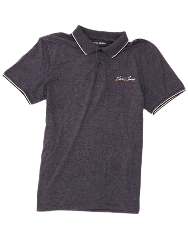 Camisa polo masculina Jack & Jones médio algodão manchado azul marinho