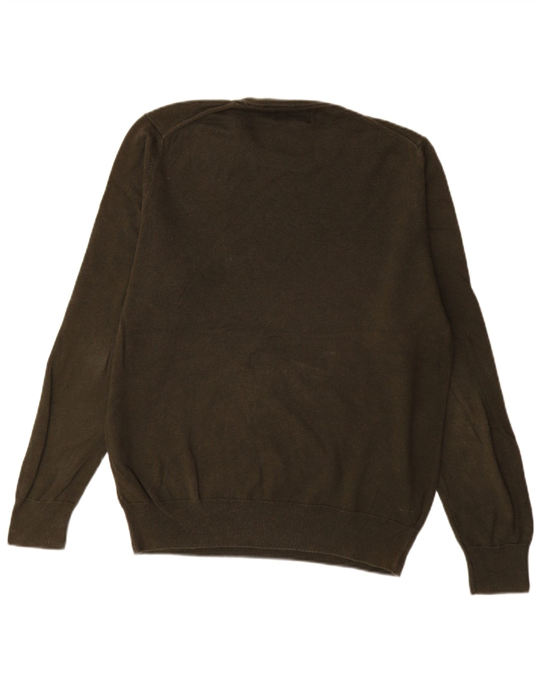 Suéter masculino Marks & Spencer com gola redonda, algodão cáqui médio