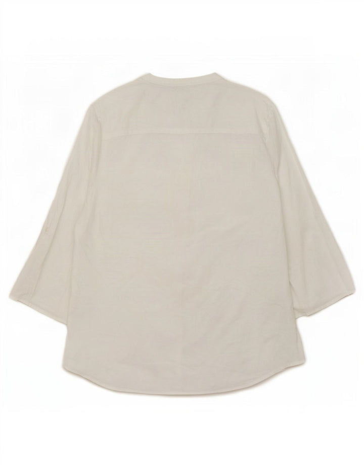 Blusa feminina de manga 3/4 Napapijri Reino Unido 14 algodão branco médio