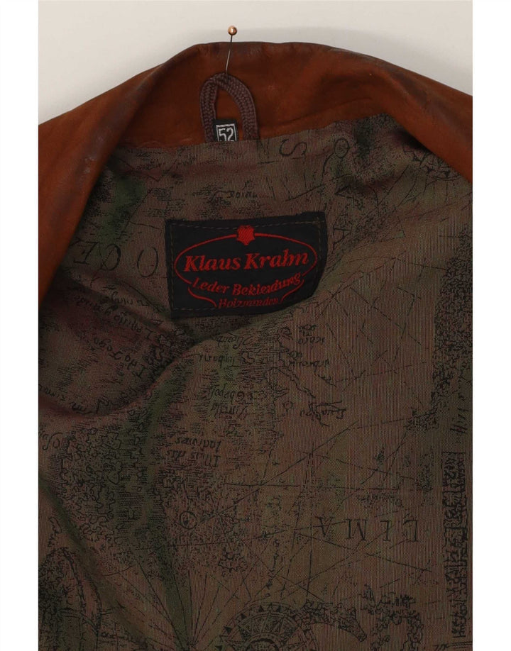 Jaqueta blazer masculina vintage de couro com 1 botão IT 52 grande marrom
