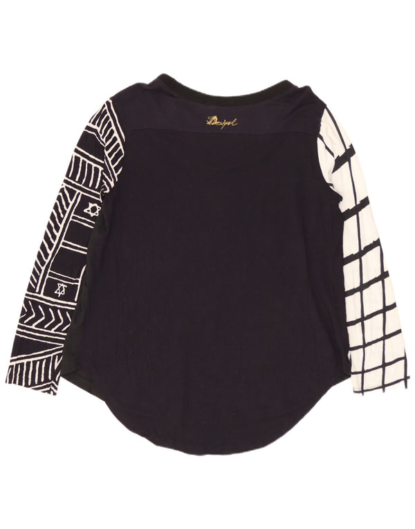 Top gráfico feminino Desigual manga comprida UK 18 XL preto geométrico