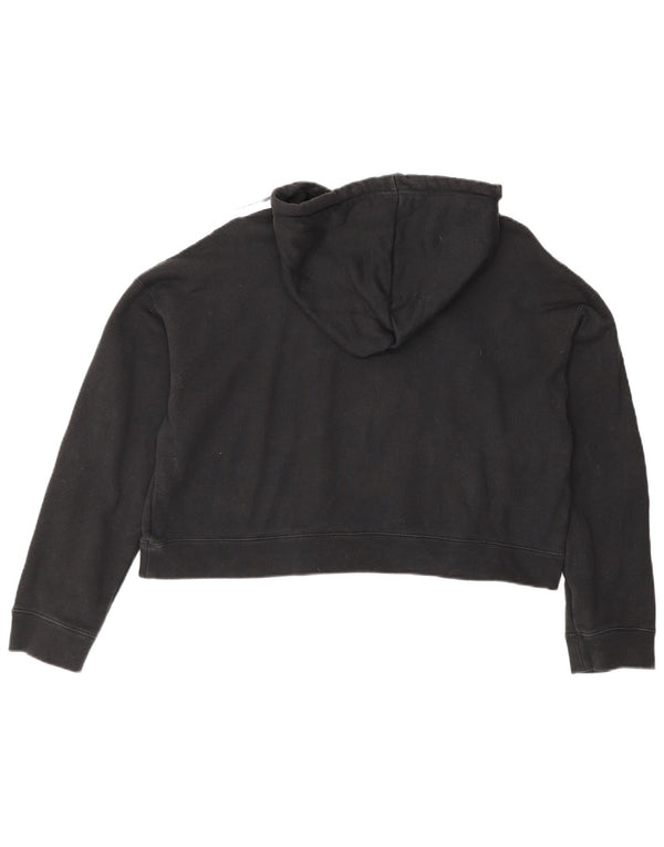 Adidas Womens Oversized Hoodie Jumper UK 12 Médio Algodão Preto