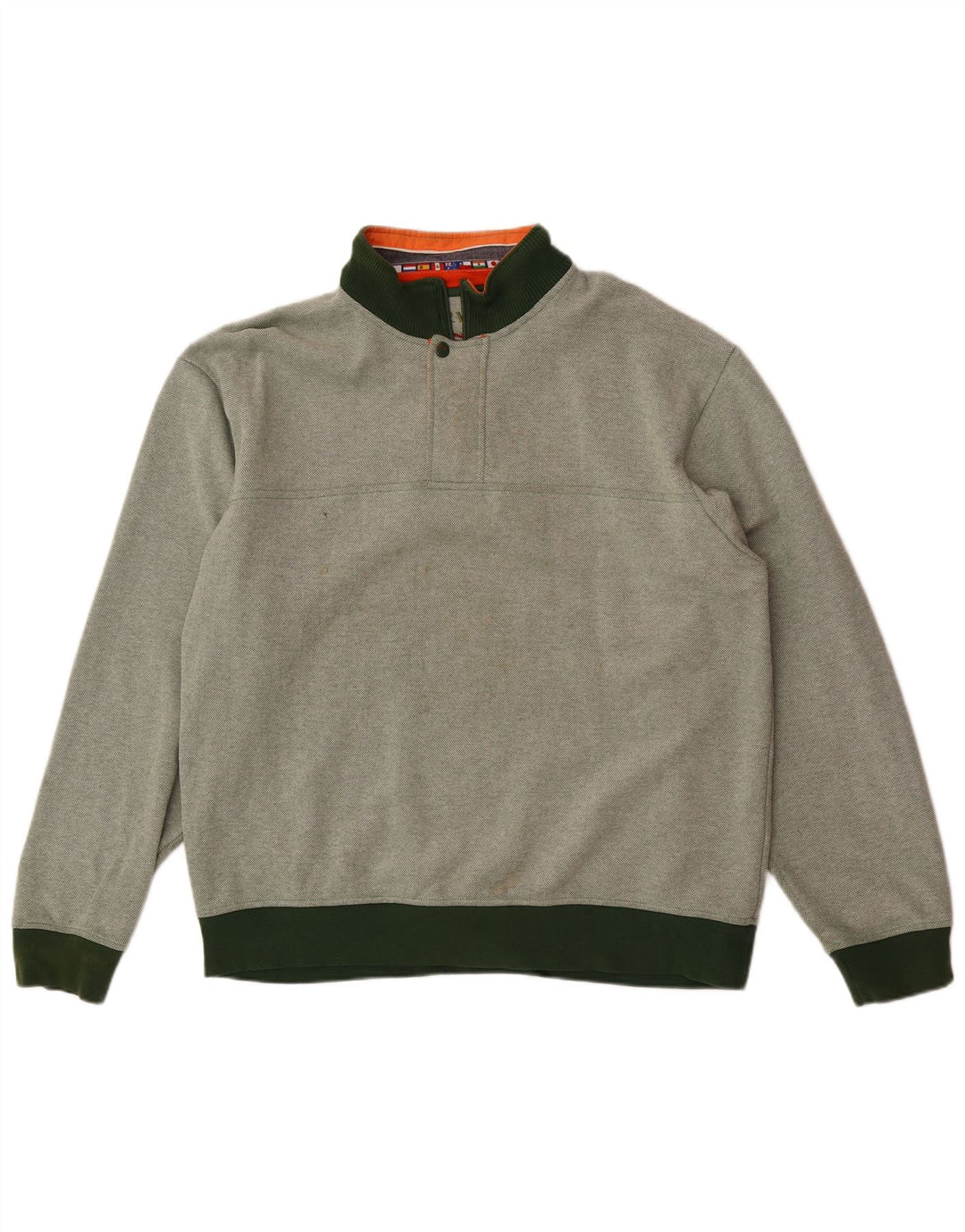 Suéter masculino Orvis com zíper e gola em algodão verde grande