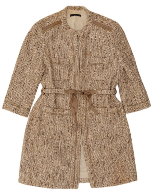 Sobretudo feminino Hugo Boss UK 14 algodão bege médio