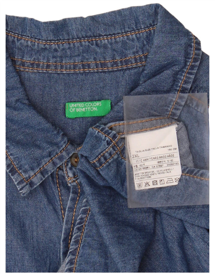 Camisa jeans masculina BENETTON 11-12 anos 2XL algodão azul
