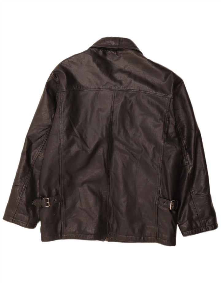 Jaqueta de couro masculina vintage UK 38 couro preto médio