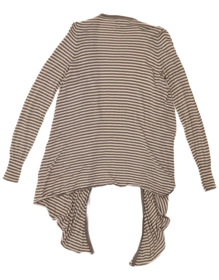 Suéter cardigã assimétrico Zara Longline feminino Reino Unido 12 listrado cinza médio