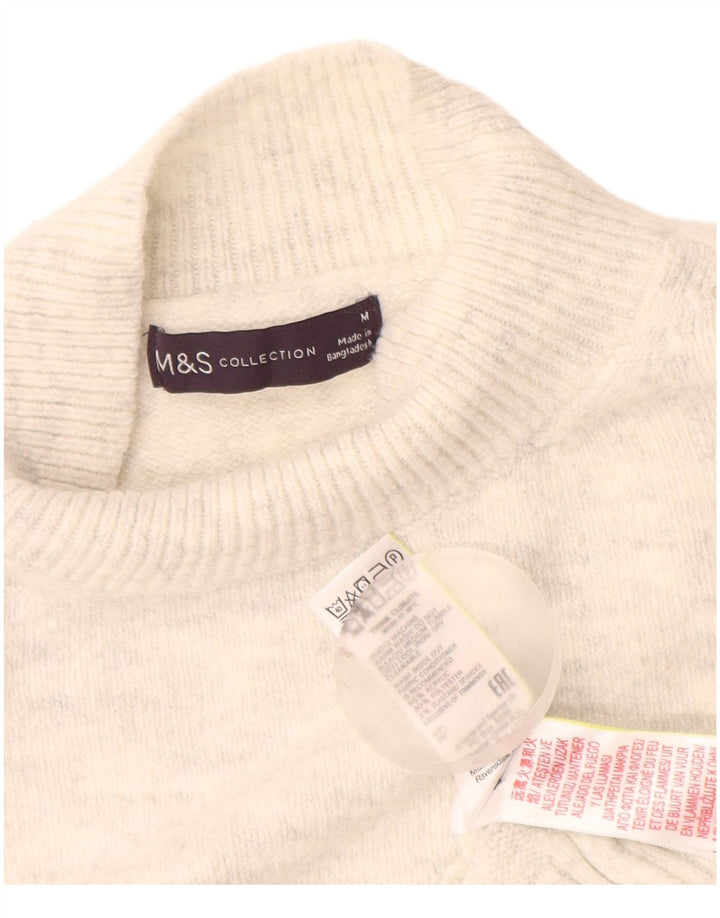 Suéter feminino Marks & Spencer com gola tartaruga Reino Unido 14 médio branco