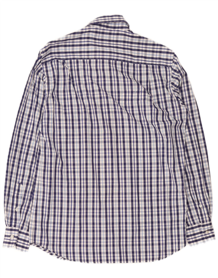 Camisa xadrez masculina Paul & Shark de algodão xadrez azul médio