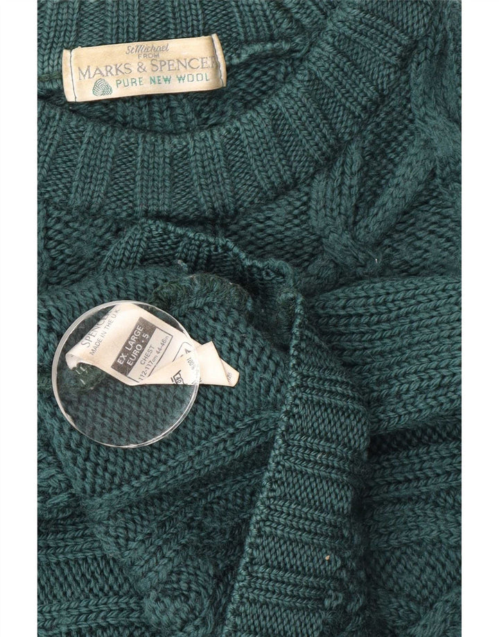 Suéter masculino Marks & Spencer com gola redonda XL verde lã nova