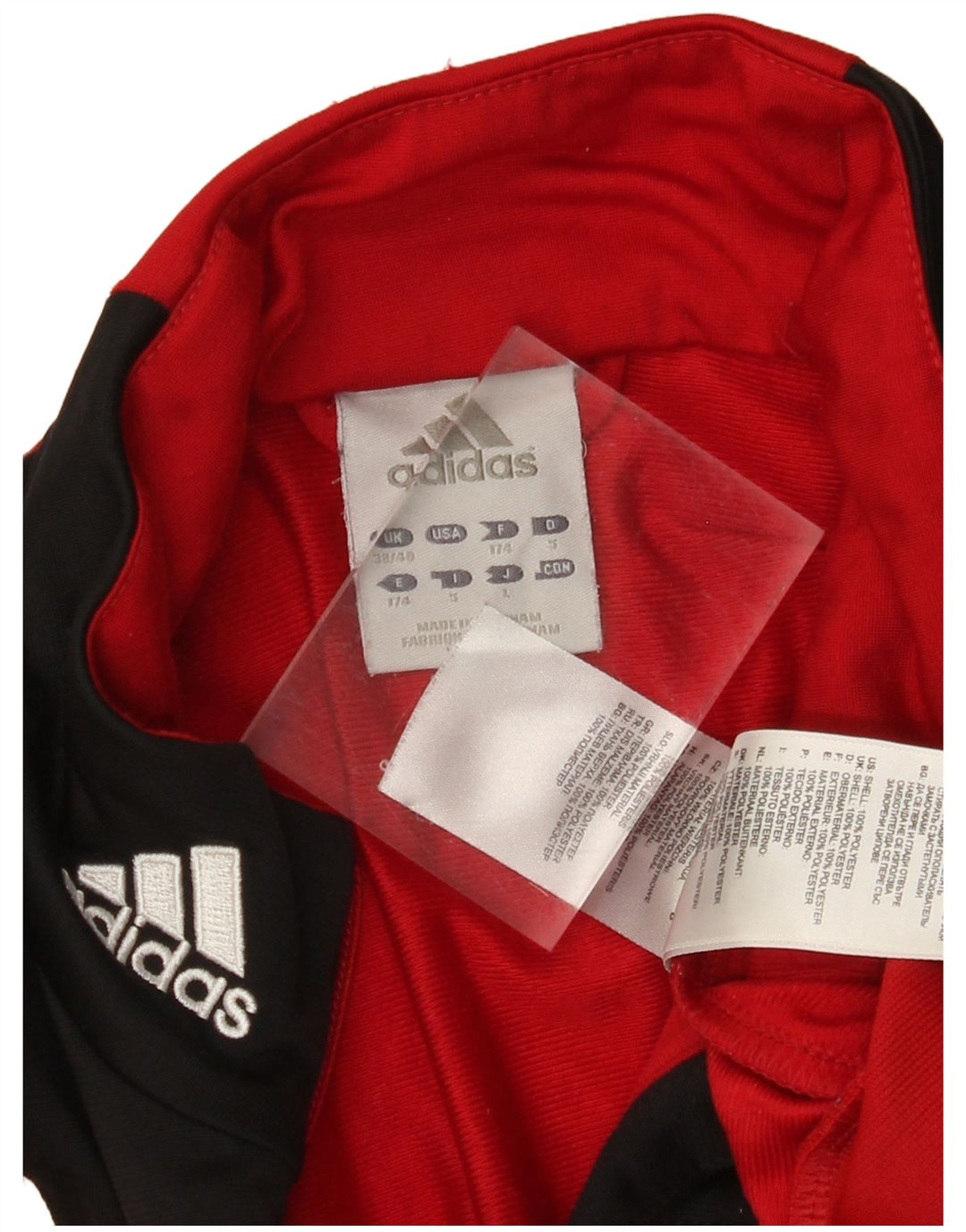 ADIDAS Mens Tracksuit Top Jacket UK 38/40 Médio Vermelho Colourblock Poliéster