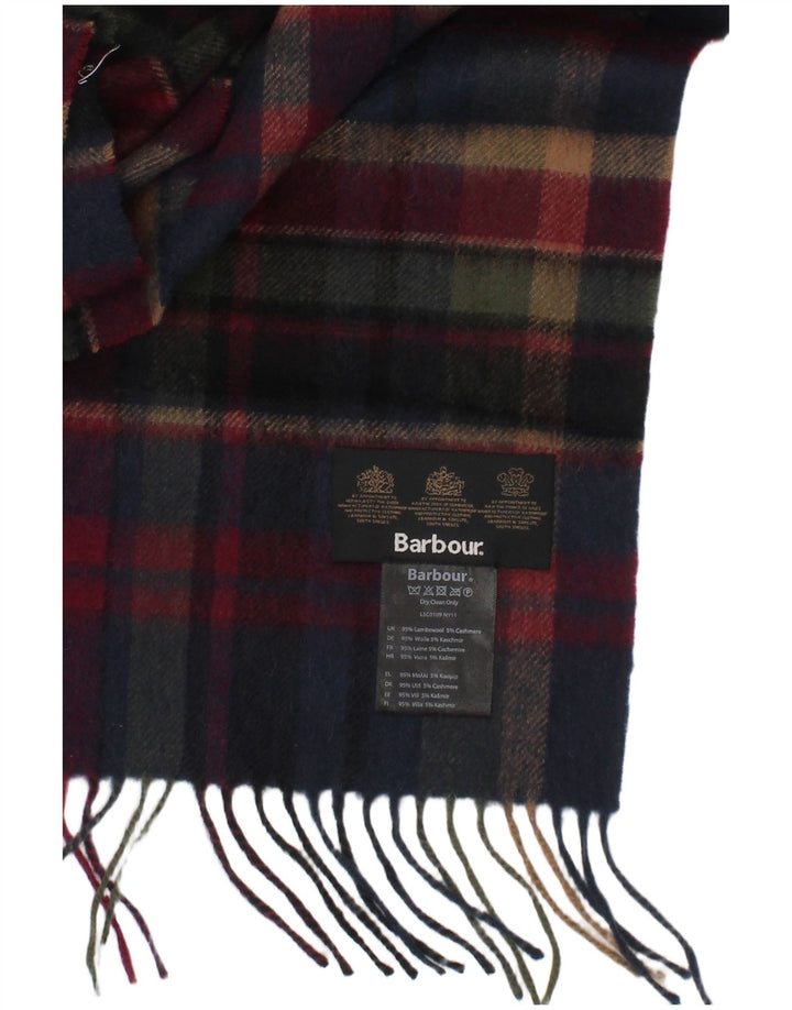 Lenço retangular masculino Barbour tamanho único xadrez multicolorido lã de cordeiro clássico