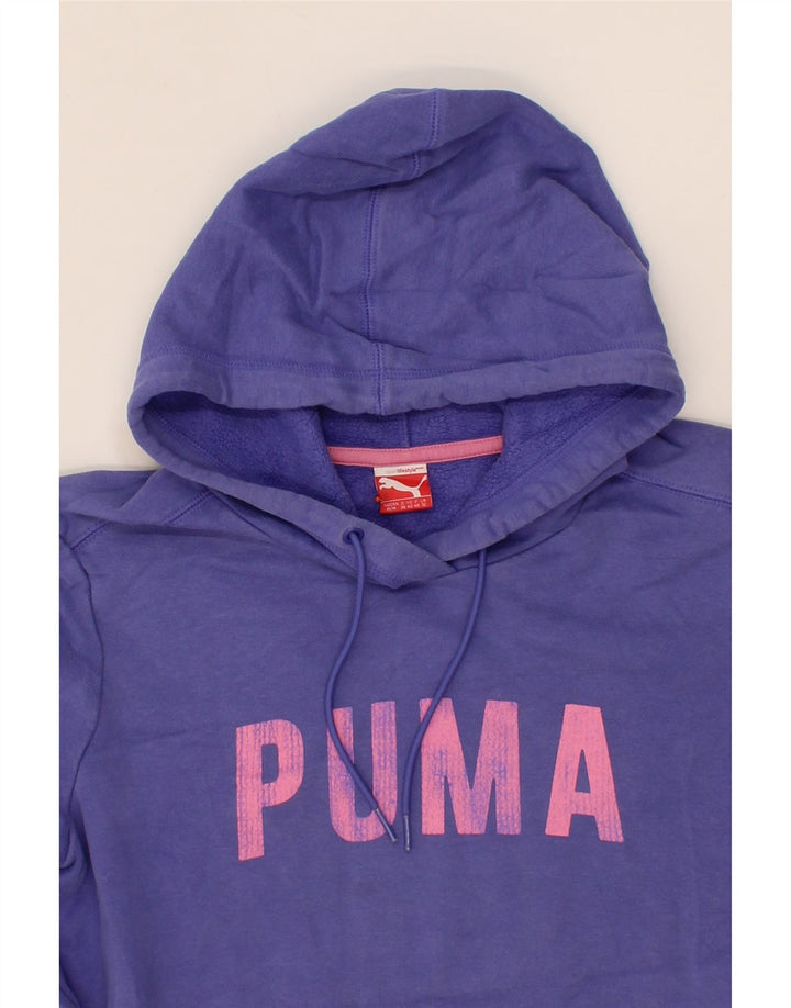 PUMA Womens Graphic Hoodie Jumper UK 12 Medium Purple Cotton Vintage Puma and Second-Hand Puma from Messina Hembry 