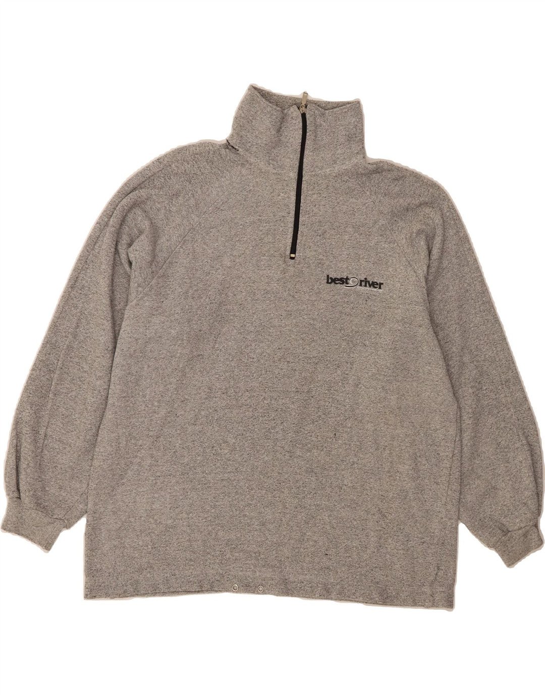 VINTAGE Mens Zip Neck Sweatshirt Jumper XL Grey Vintage Vintage and Second-Hand Vintage from Messina Hembry 