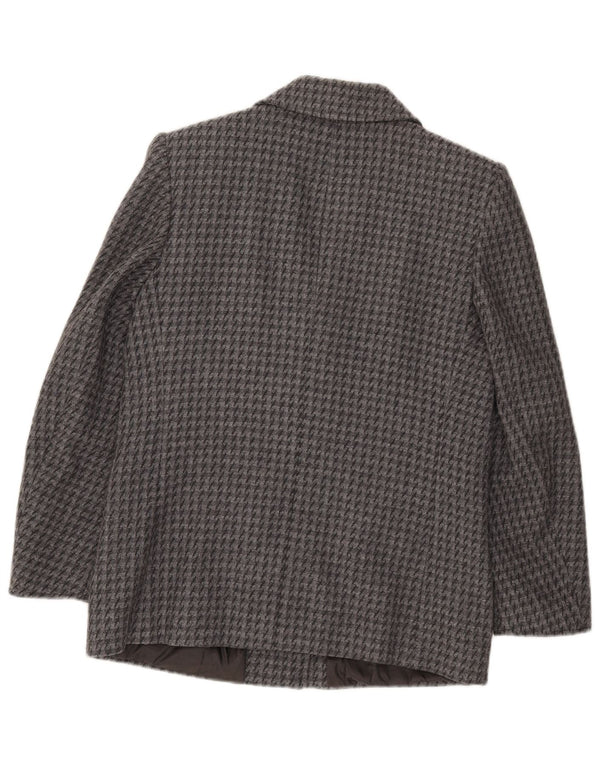 Vintage Womens 2 Button Blazer Jacket IT 43 Medium Grey Houndstooth