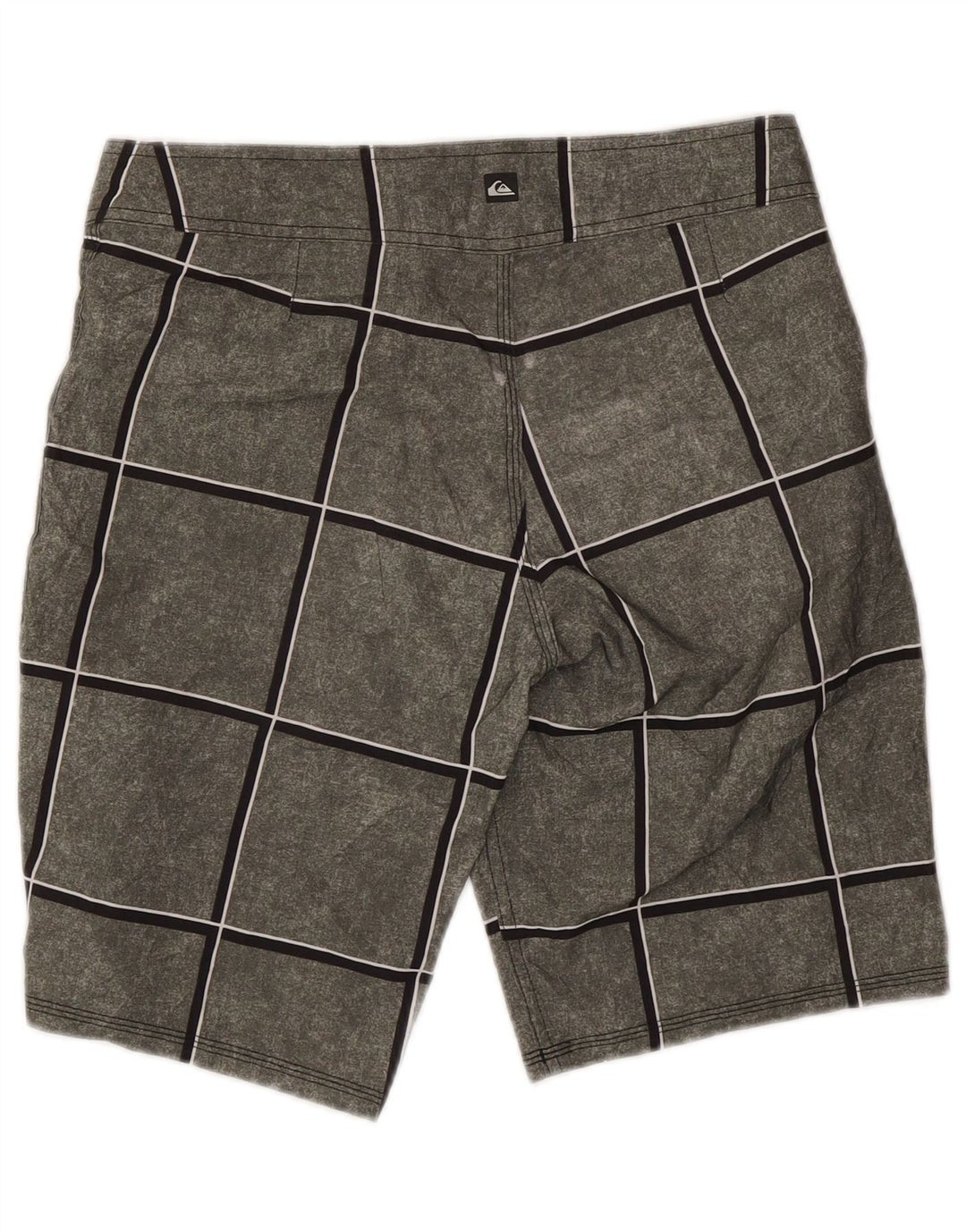 Quiksilver Shorts de natação masculino pequeno cinza xadrez poliacrílico