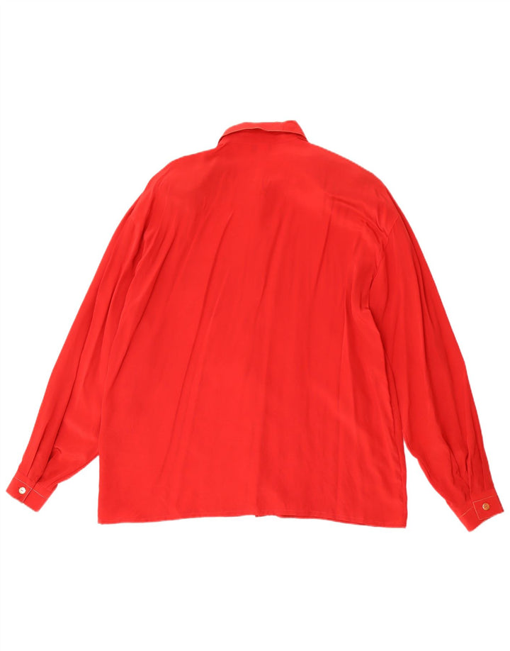 Camisa feminina vintage manga comprida regular IT 46 grande seda vermelha