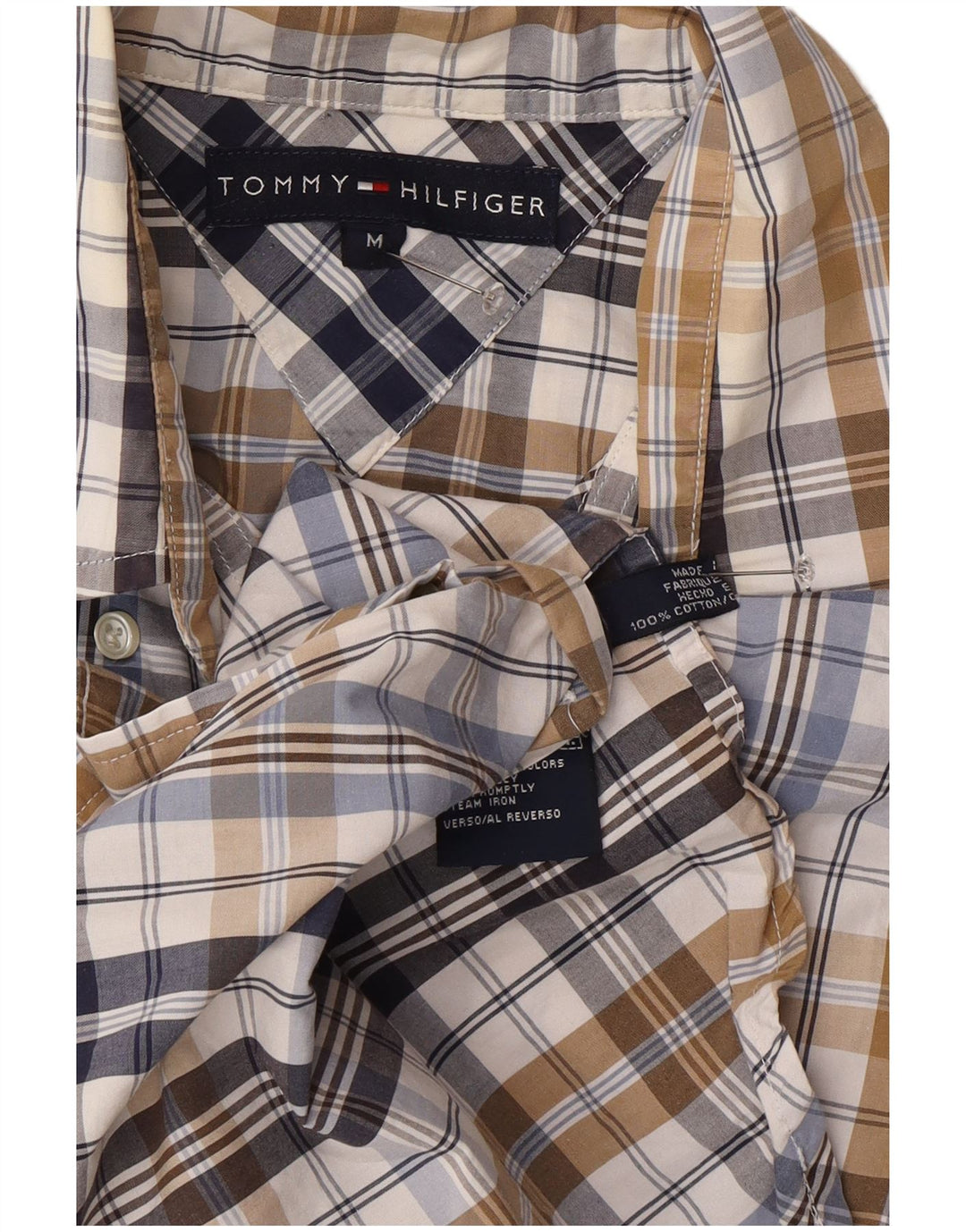 Camisa masculina Tommy Hilfiger Regular Fit média de algodão xadrez multicolorido