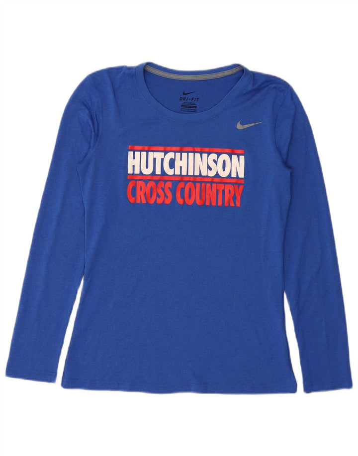 Nike Womens Hutchinson Graphic Top Manga Longa Reino Unido 10 Pequeno Azul Poliéster
